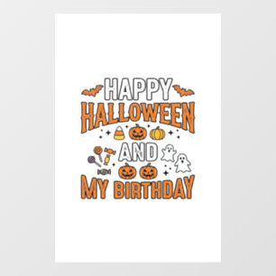 Happy Halloween And My Birthday Vintage Design_1 Window Cling