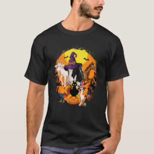 Happy Halloween Animal  Black Cat Dog Cow Pig Roos T-Shirt