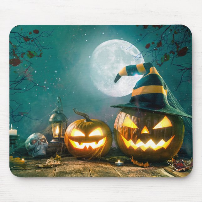 Happy Halloween Art Funny Jack O Lantern Halloween Mouse Mat (Front)