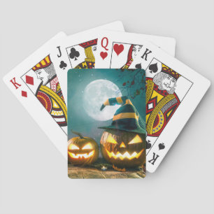 Happy Halloween Art Funny Jack O Lantern Halloween Playing Cards