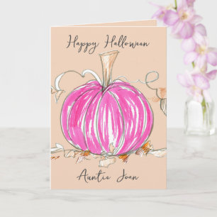 Happy Halloween Auntie Pink Pumpkin Pinkoween Card