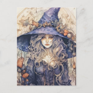 Happy Halloween   Autumn Witch Postcard