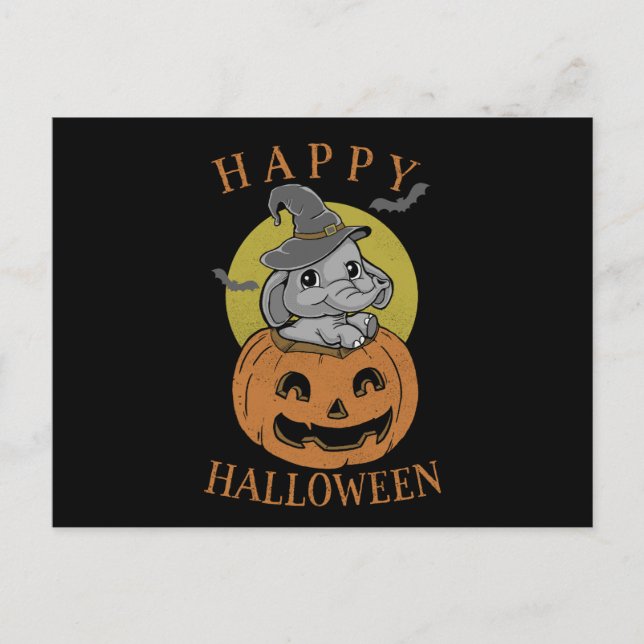Happy Halloween Baby Elephant Postcard (Front)