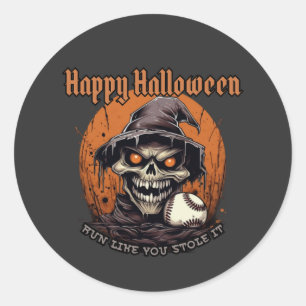 Happy Halloween,baseball player Classic Round Sticker