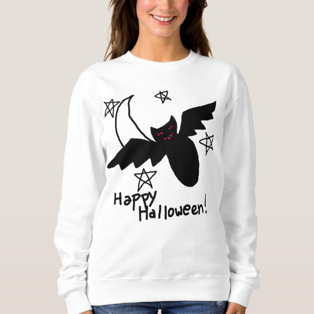 Happy Halloween Bat and Moon Sweatshirt (Front)