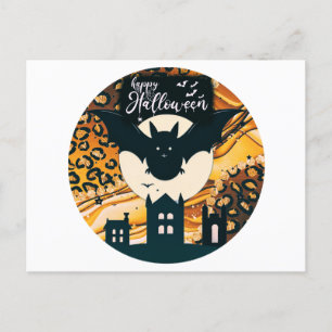 Happy Halloween Bat Full Moon Halloween Holiday Postcard