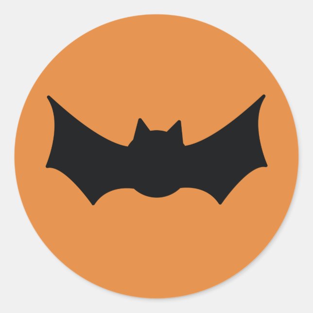 Happy Halloween. Bat. Trick or treat. Black orange Classic Round Sticker (Front)