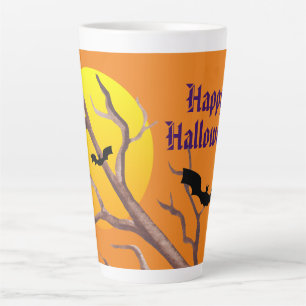 Happy Halloween Bats And The Moon Latte Mug