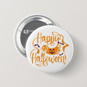 Happy Halloween bats jack o lantern 6 Cm Round Badge