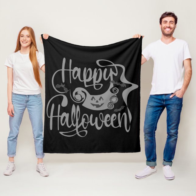 Happy Halloween bats  jack o lantern Fleece Blanket (In Situ)
