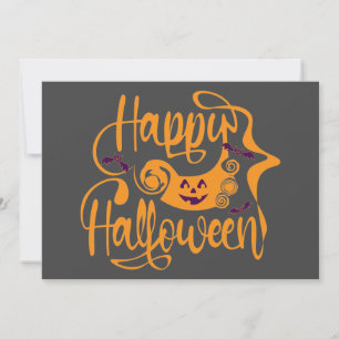 Happy Halloween bats jack o lantern Invitation