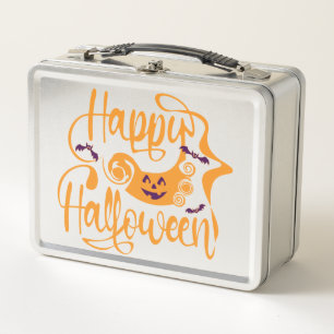 Happy Halloween bats  jack o lantern Metal Lunch Box