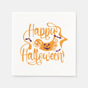 Happy Halloween bats  jack o lantern Napkin