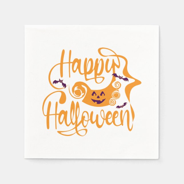 Happy Halloween bats  jack o lantern Napkin (Front)