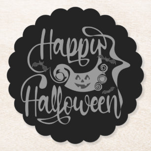Happy Halloween bats jack o lantern Paper Coaster