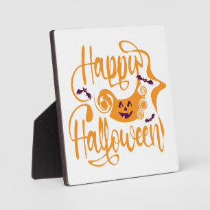 Happy Halloween bats  jack o lantern Plaque