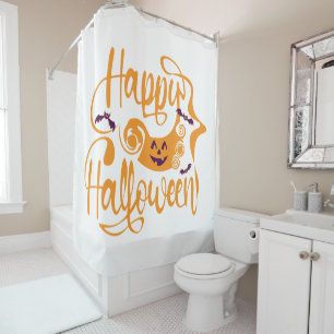 Happy Halloween bats  jack o lantern Shower Curtain
