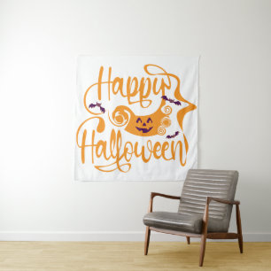 Happy Halloween bats jack o lantern Tapestry