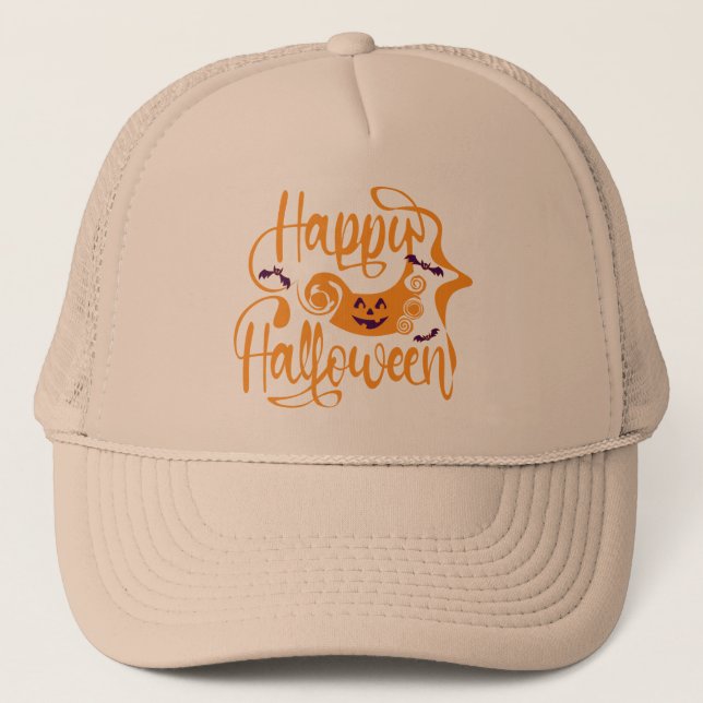 Happy Halloween bats  jack o lantern Trucker Hat (Front)