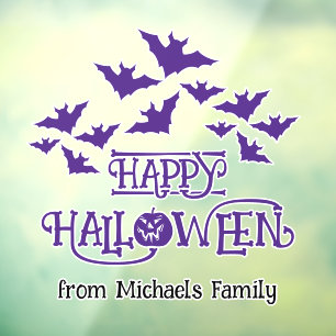 Happy Halloween bats purple cool spooky Window Cling