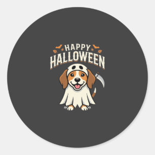 Happy Halloween Beagle Dog Design_1 Classic Round Sticker