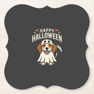 Happy Halloween Beagle Dog Design_1 Paper Coaster