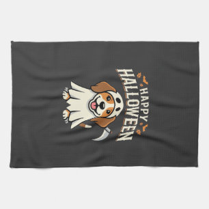 Happy Halloween Beagle Dog Design_1 Tea Towel