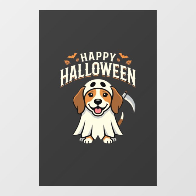 Happy Halloween Beagle Dog Design_1 Window Cling (Sheet)
