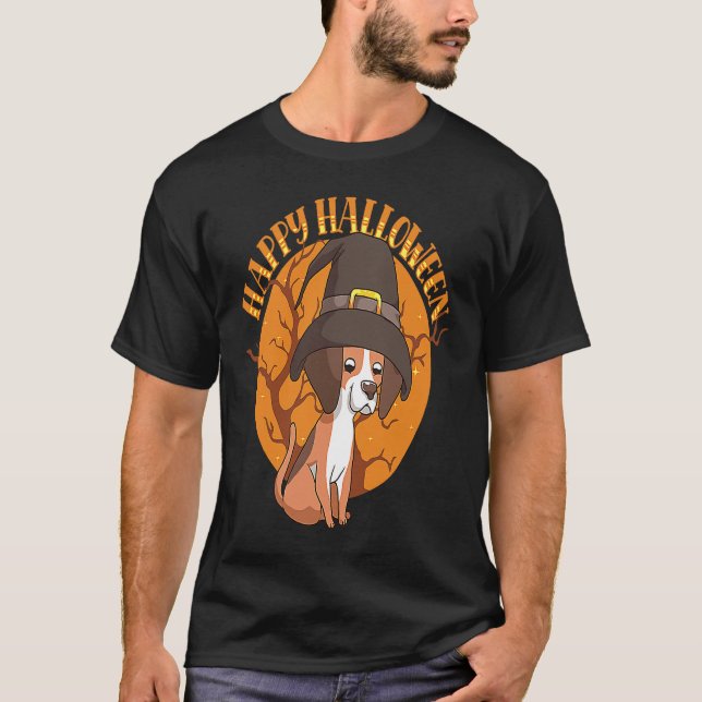 Happy Halloween Beagle Witch Dog  Animal Halloween T-Shirt (Front)
