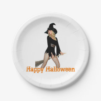 Happy Halloween beautiful Witch paper plate