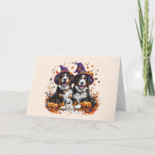 Happy Halloween Bernese Mountain Dogs Holiday Card