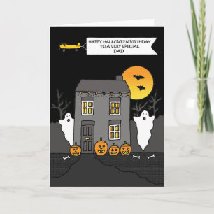Happy Halloween Birthday Dad Haunted House Card