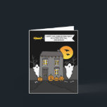 Happy Halloween Birthday Grandson Card<br><div class="desc">A simple illustration of a spooky haunted house at nigt,  complete with ghosts,  pumpkins,  bats and bones. A plane is flying over the house and it has a banner behind it that says 'Happy Hallloween birthday to a very special grandson'.</div>