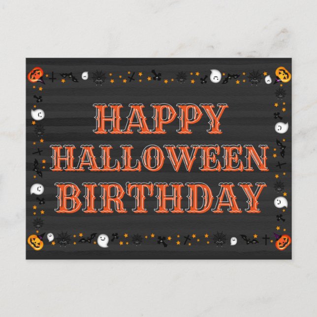 Happy Halloween Birthday Postcard (Front)