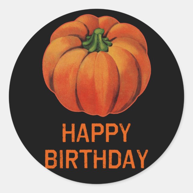 Happy Halloween Birthday with Pumpkin Classic Round Sticker (Front)