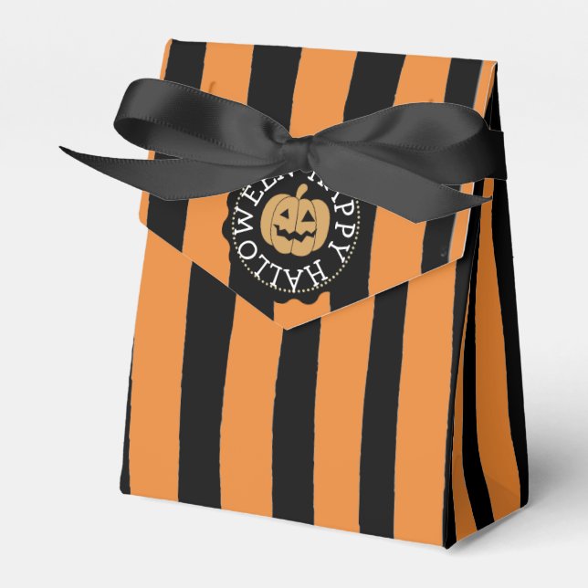 Happy Halloween Black and Orange Party Favour Bags Favour Box (Front Side)