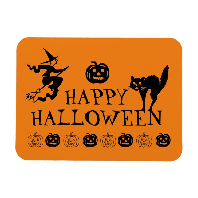 Happy Halloween black and orange spooky  Magnet (Horizontal)