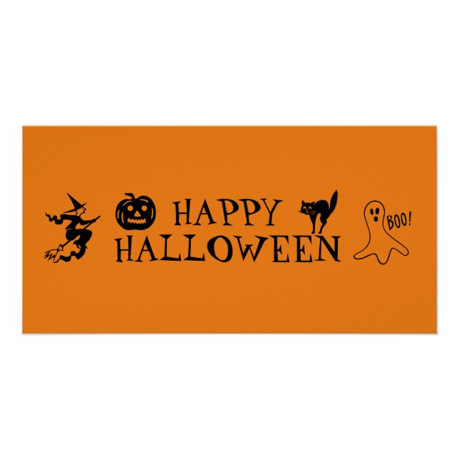 Happy Halloween black and orange spooky  Poster (Front)