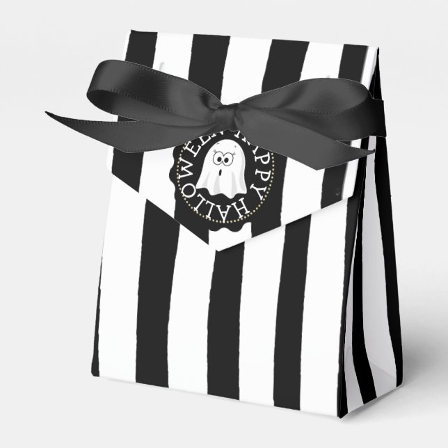Happy Halloween Black and White Party Favour Bags Favour Box (Front Side)