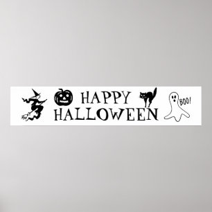 Happy Halloween black and white spooky Poster
