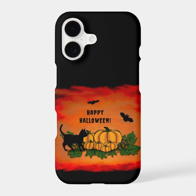 Happy Halloween , Black Cat , Bat and Pumpkin (Back)