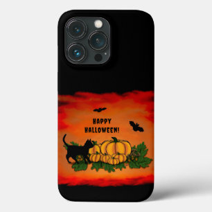 Happy Halloween , Black Cat , Bat and Pumpkin iPhone 13 Pro Case