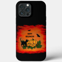 Happy Halloween , Black Cat , Bat and Pumpkin