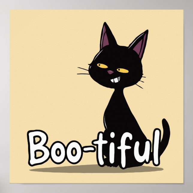 Happy Halloween Black Cat Boo-tiful Poster (Front)