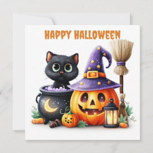 Happy Halloween Black Cat Card