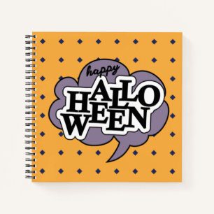 Happy halloween, black cat cartoon Spiral Notebook