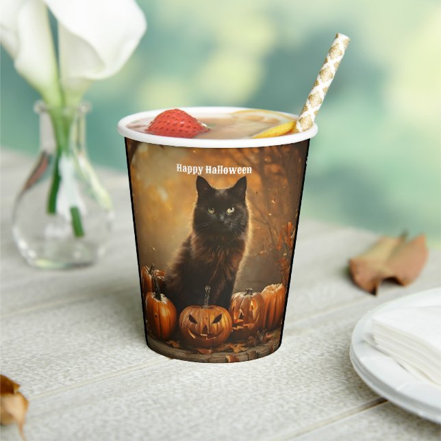 Happy Halloween Black Cat Collection Paper Cups (Insitu)