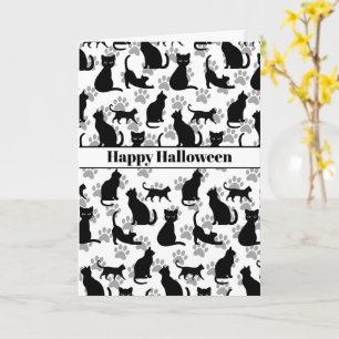 Happy Halloween Black Cat Customisable Card