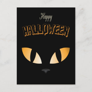 Happy Halloween Black Cat Eyes Postcard