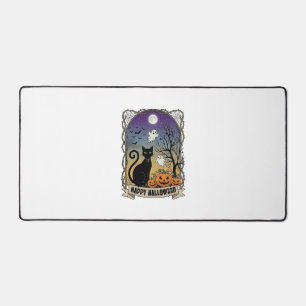 Happy Halloween Black Cat Ghosts Pumpkins_1 Desk Mat
